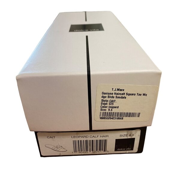 Dolce Vita CAIT Genuine Haircalf Square Toe Wedge Slide Sandals Size 9.5 Leopard - Picture 4 of 6